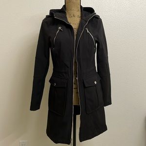 bcbgeneration softshell full zip hooded long jacket